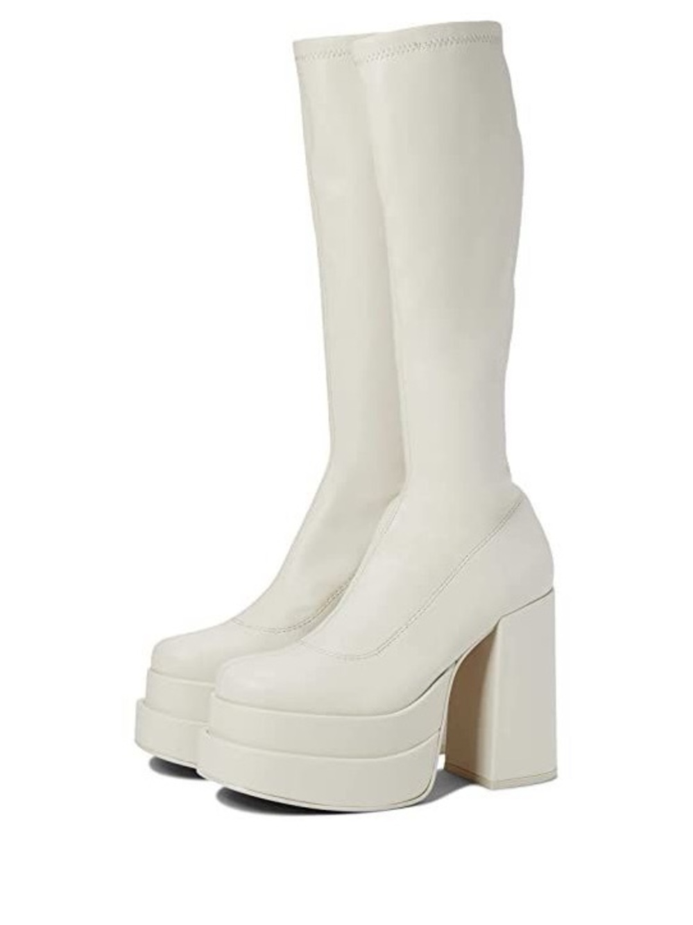 Steve Madden White Platform Block Heel Boots - Cyprus Boot
